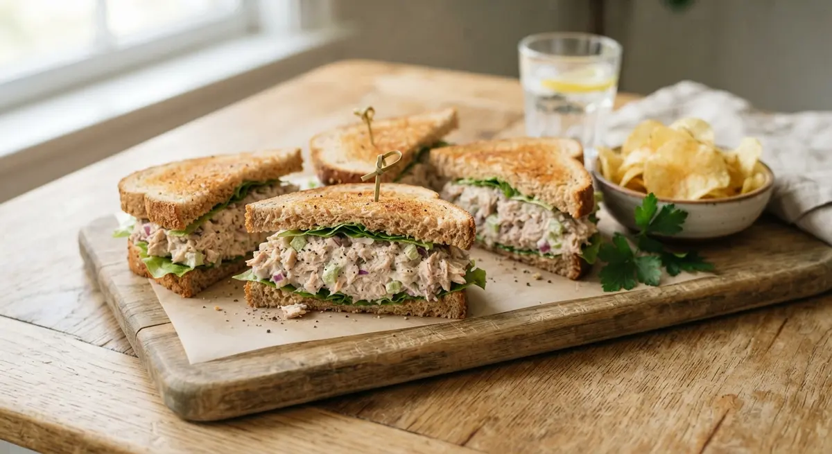 Mighty Tuna Salad Sandwich Triangles for School Lunch